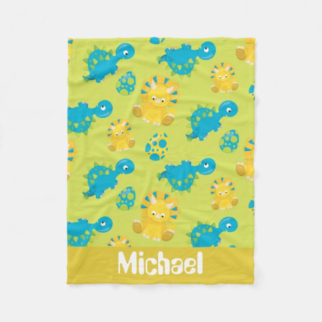 Prehistoric dinosaur pattern baby boy blanket (Front)