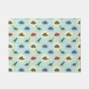 Prehistoric Dinosaur Silhouette Seamless Pattern Doormat