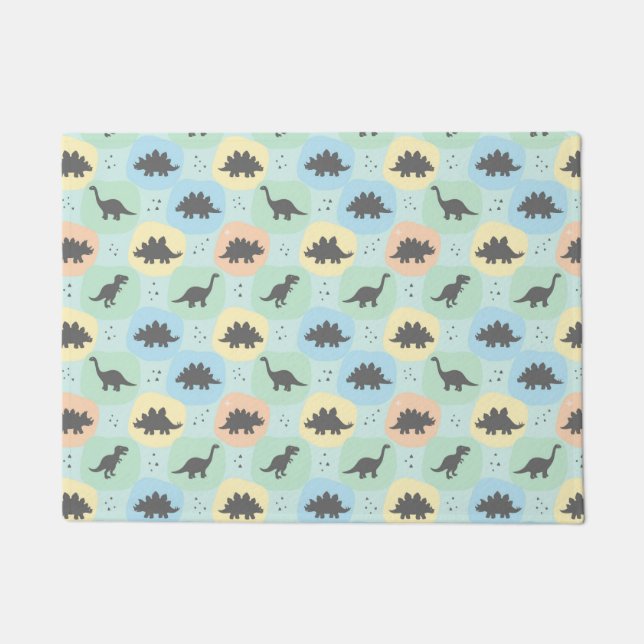 Prehistoric Dinosaur Silhouette Seamless Pattern Doormat (Front)