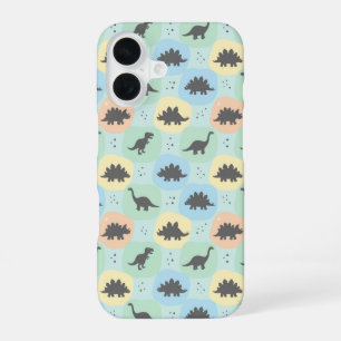 Prehistoric Dinosaur Silhouette Seamless Pattern iPhone 16 Case