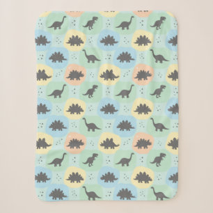 Prehistoric Dinosaur Silhouette Seamless Pattern Sherpa Blanket
