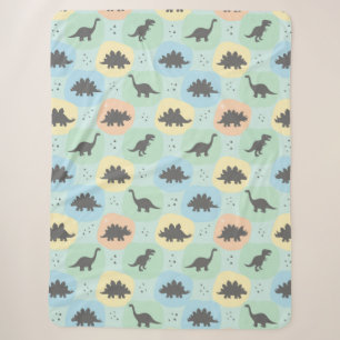Prehistoric Dinosaur Silhouette Seamless Pattern Sherpa Blanket