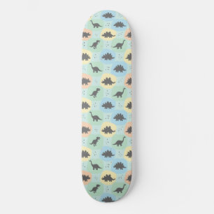 Prehistoric Dinosaur Silhouette Seamless Pattern Skateboard