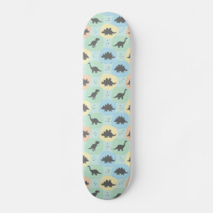 Prehistoric Dinosaur Silhouette Seamless Pattern Skateboard