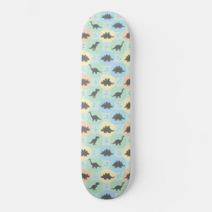 Prehistoric Dinosaur Silhouette Seamless Pattern Skateboard