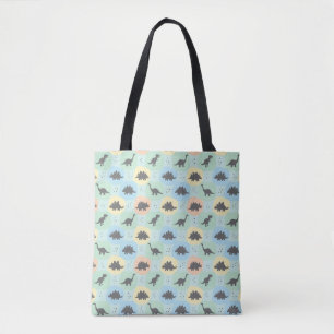Prehistoric Dinosaur Silhouette Seamless Pattern Tote Bag