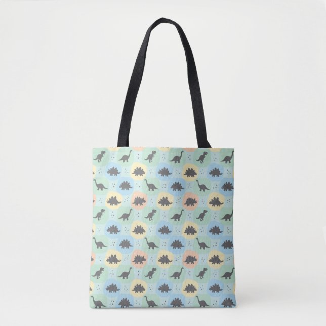 Prehistoric Dinosaur Silhouette Seamless Pattern Tote Bag (Front)