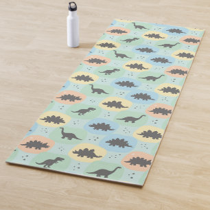 Prehistoric Dinosaur Silhouette Seamless Pattern Yoga Mat