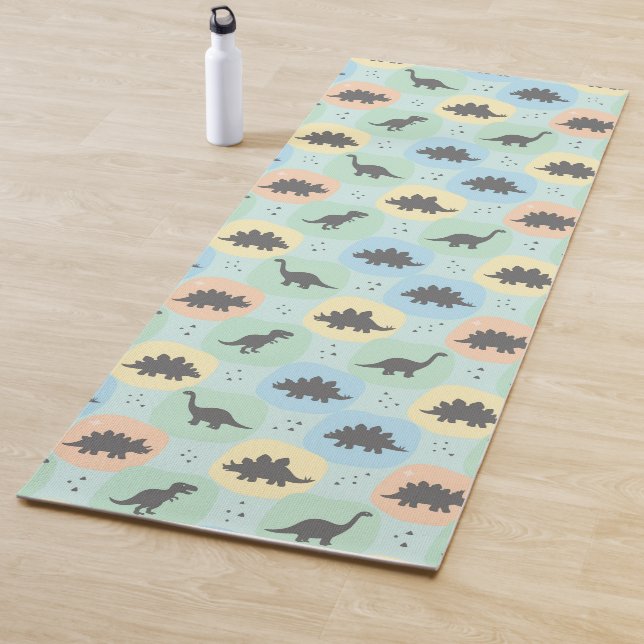 Prehistoric Dinosaur Silhouette Seamless Pattern Yoga Mat (In Situ)