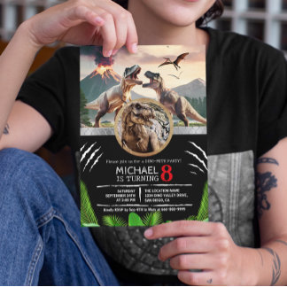Prehistoric Dinosaur T-rex Birthday Party Invitation