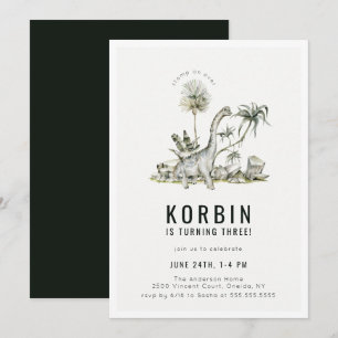 Prehistoric Dinosaur Theme Birthday Party Invitation