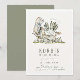 Prehistoric Dinosaur Theme Birthday Party Invitation