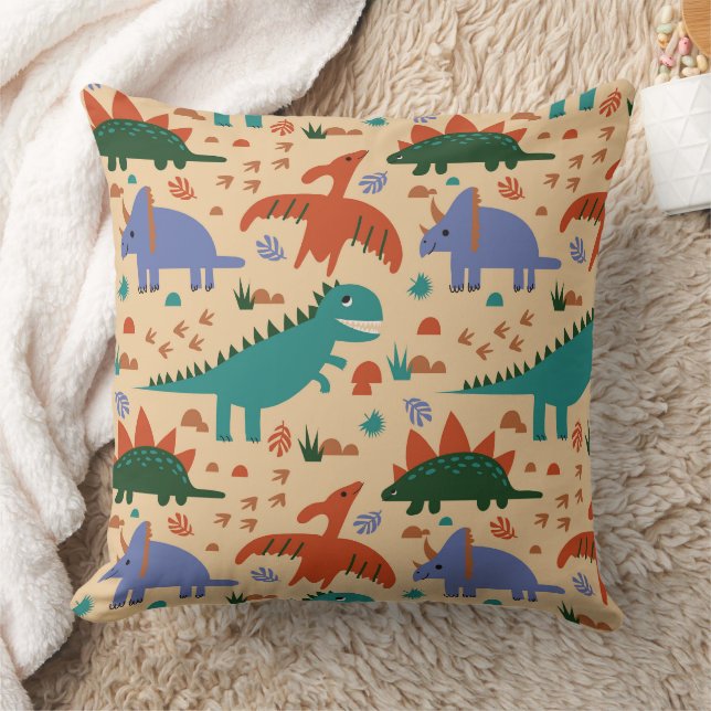 Prehistoric Dinosaurs & Fossil Prints Pattern Cushion (Blanket)