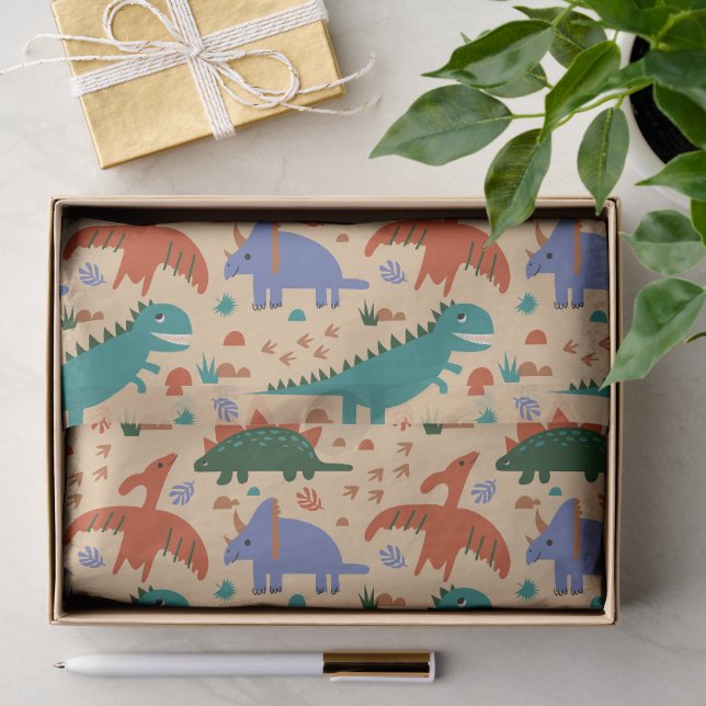 Prehistoric Dinosaurs & Fossil Prints Pattern Tissue Paper (Gift)