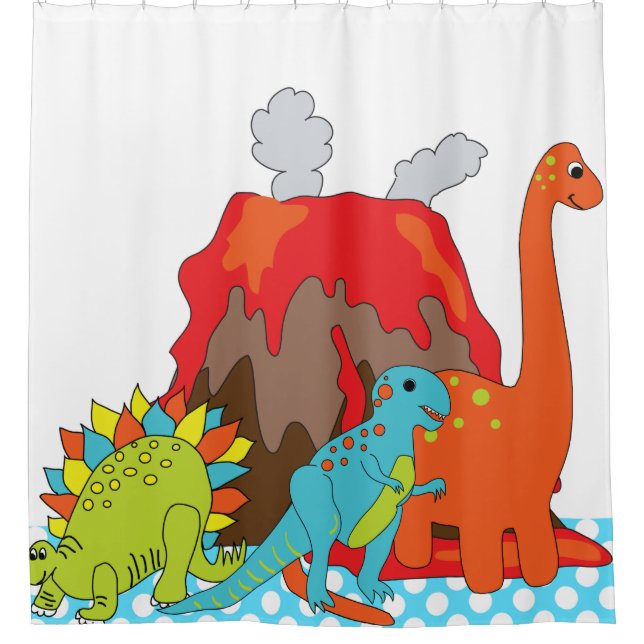 Prehistoric Dinosaurs Shower Curtain (Front)