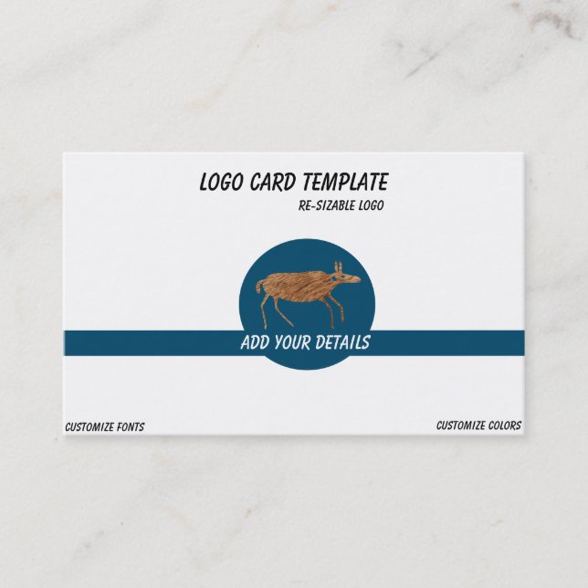Prehistoric Furry Moose Logo Business Card (Front)