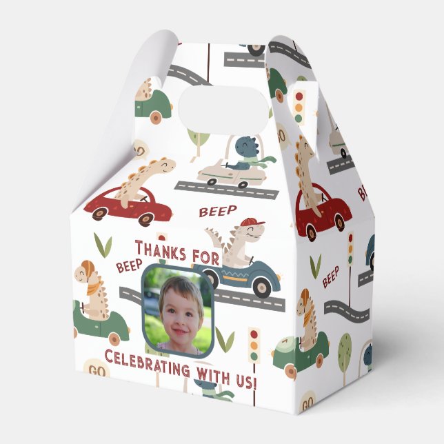 Prehistoric Groups of Colourful Dinosaurs Picture Favour Box (Back Side)