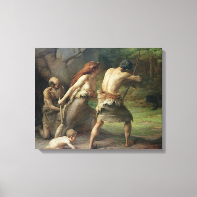 Prehistoric Man Hunting Bears, 1832 Canvas Print (Front)