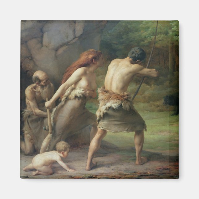 Prehistoric Man Hunting Bears, 1832 Magnet (Front)