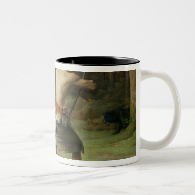 Prehistoric Man Hunting Bears, 1832 Two-Tone Coffee Mug (Right)