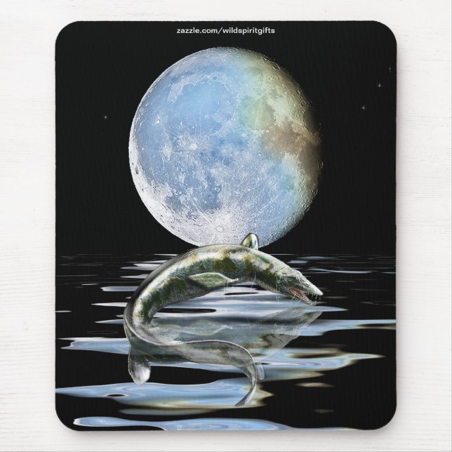 Prehistoric MOSASAUR & MOON Dinosaur-lover Gift Mouse Mat (Front)