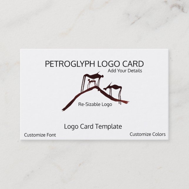 Prehistoric Petroglyph Animals - Symbol Logo Business Card (Front)
