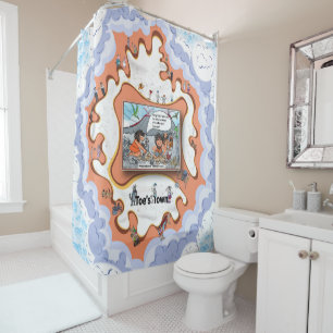 Prehistoric Pranksters Satirical Humor Shower Curtain