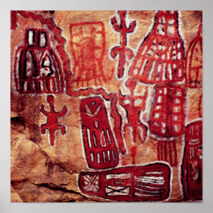 Prehistoric rock painting poster