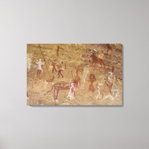Prehistoric rock paintings, Akakus, Sahara Canvas Print