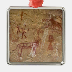 Prehistoric rock paintings, Akakus, Sahara Metal Tree Decoration