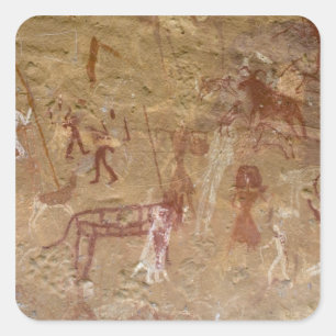 Prehistoric rock paintings, Akakus, Sahara Square Sticker