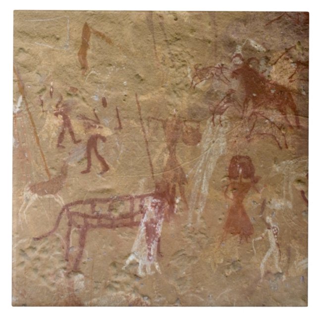 Prehistoric rock paintings, Akakus, Sahara Tile (Front)