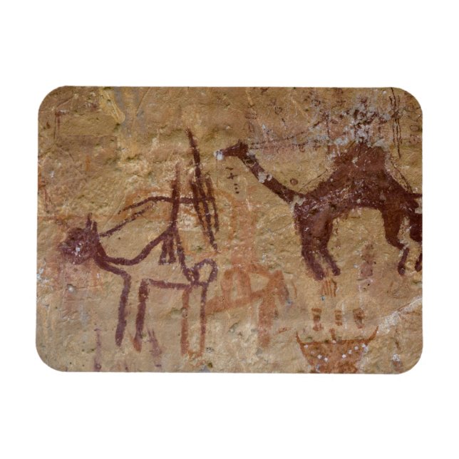 Prehistoric rock paintings with camels and magnet (Horizontal)