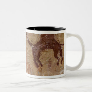 Prehistoric rock paintings with camels and Two-Tone coffee mug
