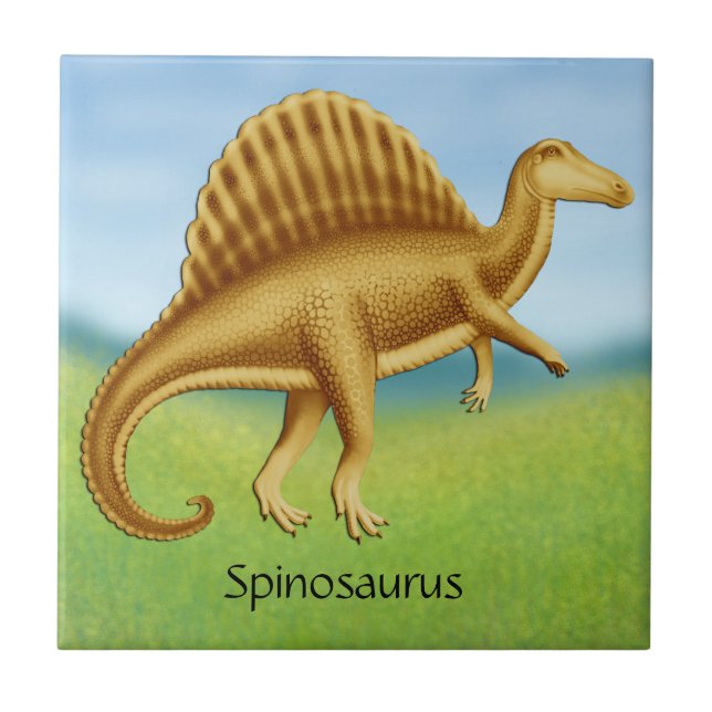 Prehistoric Spinosaurus Dinosaur Ceramic Tile (Front)