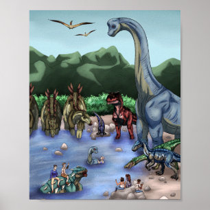 Prehistoric Watering Hole Poster