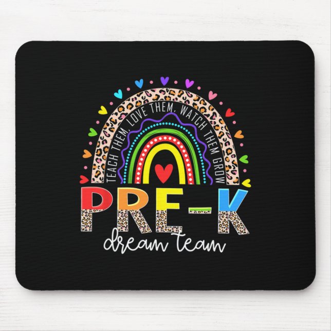 Prek Dream Team Leopard Rainbow Teacher Squad Byck Mouse Mat (Front)