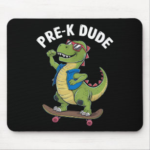 Prek Dude Dinosaur Skateboarding Kids Kindergarten Mouse Mat