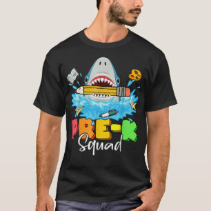 PreK Squad Funny Shark Back To School Colorful Boy T-Shirt