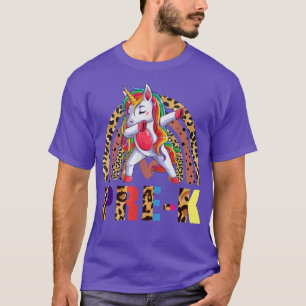 PreK Teacher Rainbow Leopard Dab Unicorn Back To S T-Shirt