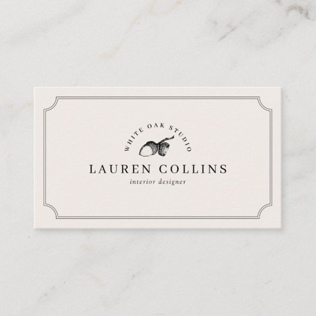 Premade Acorn Logo Ivory Professional  Business Card (Front)