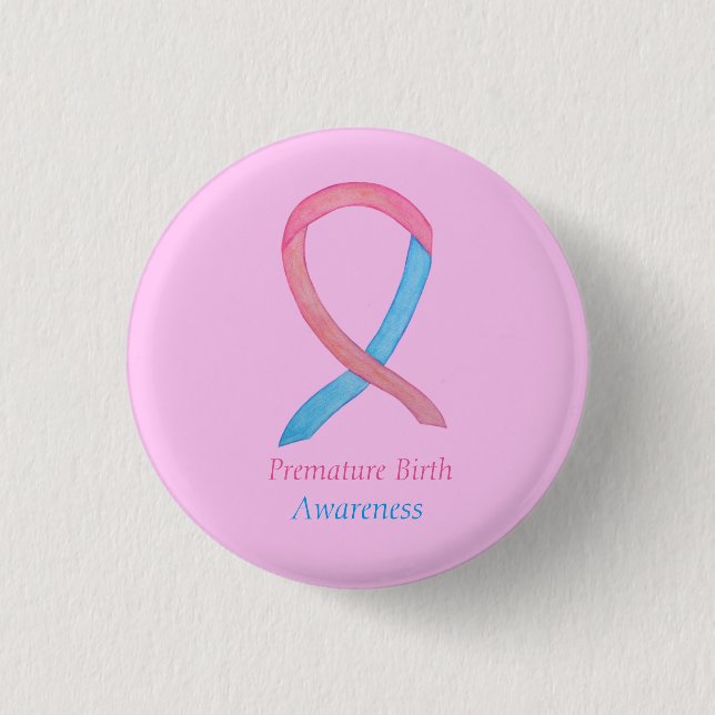 Premature Birth Awareness Ribbon Custom Pin (Front)