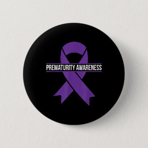 Prematurity Awareness Month Purple Ribbon  6 Cm Round Badge