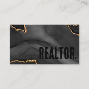 Premier Black and Gold Glitter Agate Minimalist Business Card