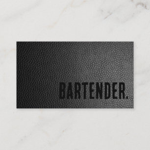 Premier Black Faux Leather Bartender Business Card