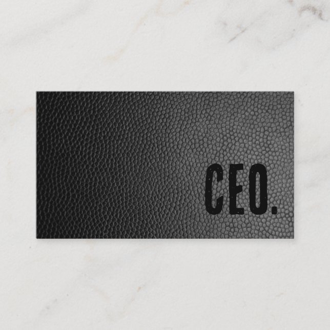 Premier Black Faux Leather CEO Business Card (Front)