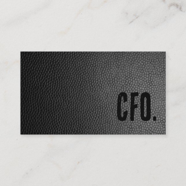 Premier Black Faux Leather CFO Business Card (Front)