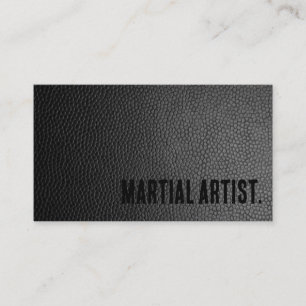 Premier Black Faux Leather Martial Artist Business Card