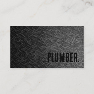 Premier Black Faux Leather Plumber Business Card