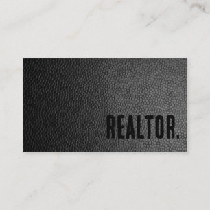 Premier Black Faux Leather Realtor Business Card